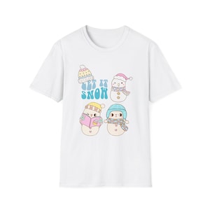 let it snow christmas t shirt cute snowman graphic tee winter holiday shirt fun snow day top  xmas gift for women cozy winter clothes