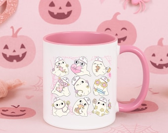 schattige spook halloween mok kawaii koffiekopje spookachtig zoet pastel gothic cadeau voor haar halloween verpleegster cadeau gezondheidswerker decor mok
