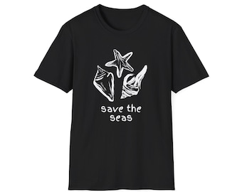 save the seas shirt ocean conservation shirt eco friendly sea life shirt starfish shell graphic tee marine life shirt save our oceans tee