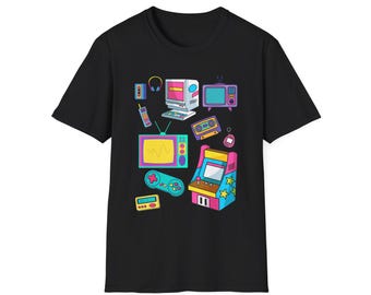 Retro Gamer T Shirt Vintage Tech Tee 80er 90er Jahre Arcade Shirt Steamwave ästhetische Grafik T-Shirt Kassette Spieler Shirt