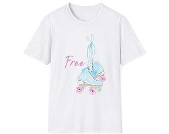 retro roller skate t shirt free spirit tee pastel shirt 70s graphic tee vintage roller skating shirt groovy aesthetic skater girl top gift