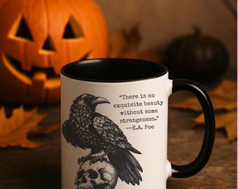 gruseliger Halloween Becher für Buchliebhaber Edgar Allan Poe Becher Raben Raben Becher für Buchliebhaber Dichter Academia
