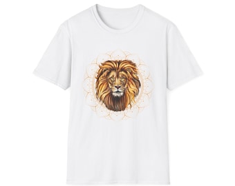 ライオングラフィックTシャツ、リアルな大型猫Tシャツ、野生動物サファリ動物シャツ、自然愛好家へのギフト、ライオンヘッドイラスト、トップ、ライオン愛好家へのギフト