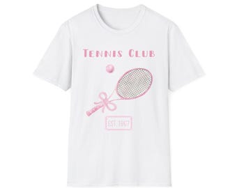 Camiseta de tenis, camiseta de club de tenis, top de tenis vintage, camiseta de tenis rosa retro, camiseta con gráfico deportivo estético, chaqueta, top de pelota, regalo para tenista