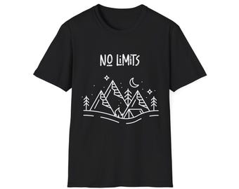 camping shirt outdoors t shirt hiking tee no limits graphic tee inspirational tshirt wilderness campfire design mountain tee