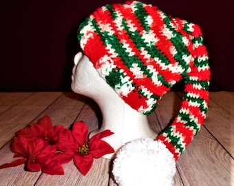 crochet adult elf hat, christmas hat, photo prop