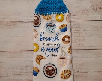crochet towel, crocheted towel, hanging kitchen towel, double layer, kitchen decor, mothers day gift, crochet tea towel