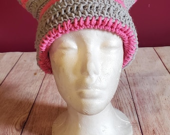 crochet teen hat, young girls winter hat, christmas gift, cat hat