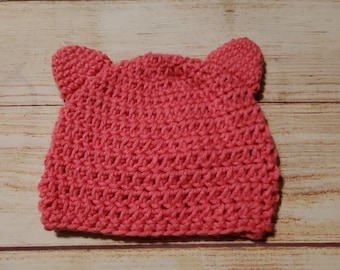 crochet baby hat, cat hat, baby photo prop, baby gift