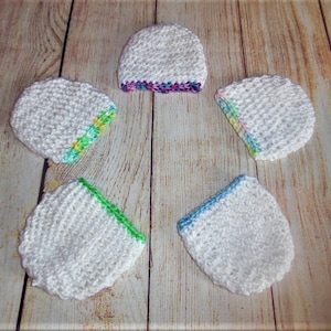 crochet preemie hat, white hats, twins, triplets, hospital hat, NICU