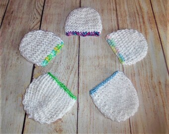 crochet preemie hat, white hats, twins, triplets, hospital hat, NICU