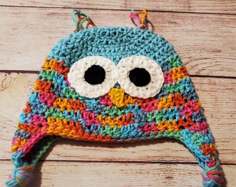 crochet childs owl hat, child hat, halloween