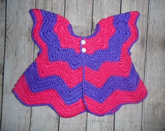 crochet toddler sweater, pink and purple, chevron style, easter, spring, summer, free shipping