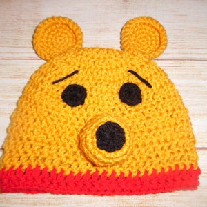 crochet winnie the pooh hat, child hat, winter hat, photo prop