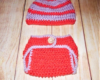 crochet diaper cover with hat, baby, newborn, photo prop, free shipping