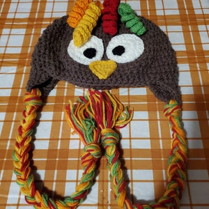 crochet hat, crochet turkey hat, winter hat, winter beanie, child hat, christmas, hat with ear flaps