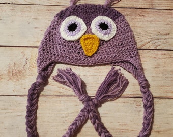 crochet owl hat, child hat, winter hat, christmas hat, owl hat