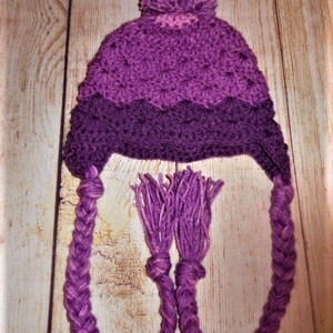 crochet child hat, small toddler hat, purple hat, winter hat, christmas