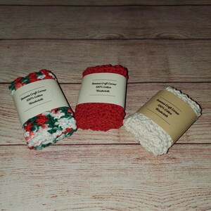 crochet christmas washcloth set, dish cloth, eco friendly, christmas gift, durable, handmade