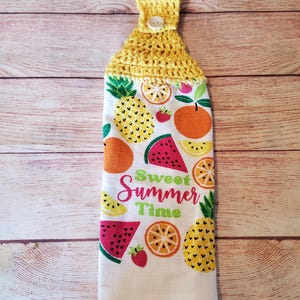 crochet towel, crocheted towel, hanging kitchen towel, double layer, kitchen decor