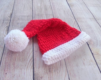 cappello di Babbo Natale all'uncinetto, cappello di Babbo Natale, cappello neonato, oggetto di scena fotografico, natale, nuovo bambino
