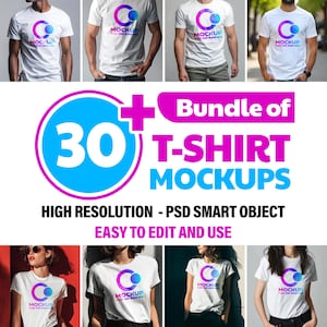 T-Shirt Mockup Bundle: 30+ Unisex Apparel PSD Templates (Digital Download)