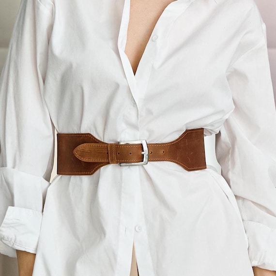 Leather waist belt, Leather corset belt, Leather wide belt, Brown leather belt, High waist belt, Genuine leather belt, Vintage style belt
