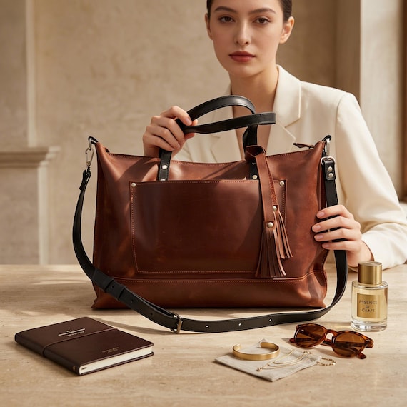 Genuine leather laptop bag, Leather laptop bag women,Leather tote bag custom,Personalized leather briefcase women,Large leather shoulder bag