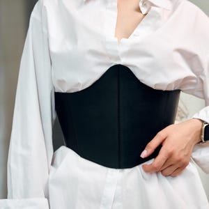 Leather wide waist belt, Black corset belt, Leather corset belt, Dress belt, Waist cincher belt, Adjustable corset belt, Fashion waist belt