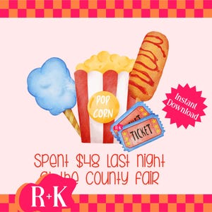 Retro County Fair PNG | Kids Fair Design, Carnival Clipart, Cotton Candy, Corn Dogs | Fair Food Sublimation Design, Digital Download