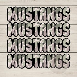 Mustangs Camuflados PNG / Digital, Descarga Digital para DTG, Diseño de Camisetas de Fútbol, / R+K Design Co