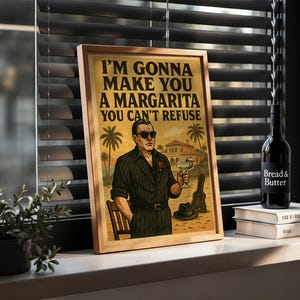 Grappige poster maffia Margarita – Godfather-geïnspireerde muurkunst, print cocktailcitaat, digitale download