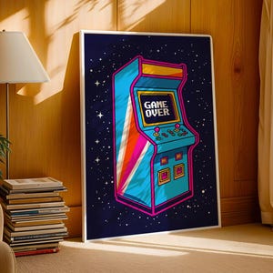 Retro Arcade Game Over Poster: 80s/90s Gamer Room Decor (Digital Download)