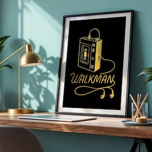 Retro Walkman Poster | 80s 90s Music Wall Art | Cassette Player Print | Vintage Mixtape Decor | Instant Download Digital Poster