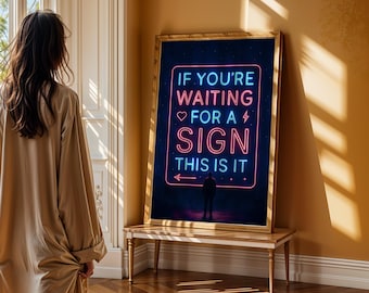 Retro Neon Sign Art Print, Motivational Wall Decor (Digital Download)