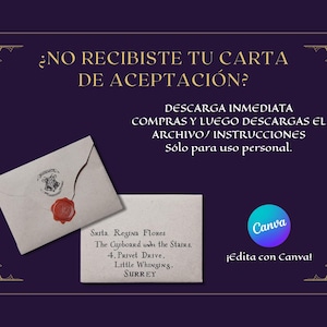 Carta de aceptación en español Editable en Canva Descarga digital instantánea   Escuela de magia y hechicería