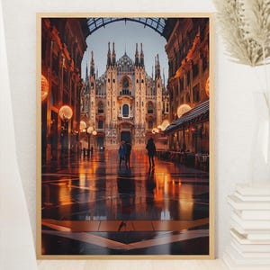 デジタル ウォール アート 印刷可能 Affiche Nuit Duomo de Milan à imprimer – アート壁画建築イタリア – ポスター デジタル ミラノ イタリア