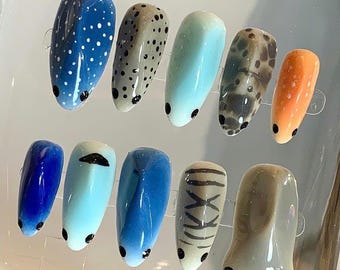 Shark Press On Nails | Ocean Animal Nail Art, Handmade