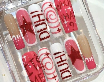 Y2K Pop Art Press On Nails – Barbie Pink Retro Nail Set