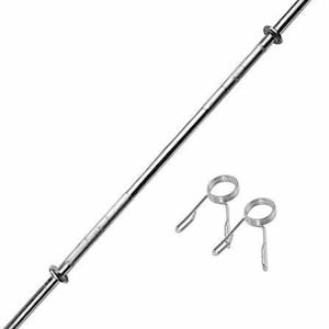 3ft Chrome Weight Lifting Bar Solid Steel Barbell with Spin Locks.