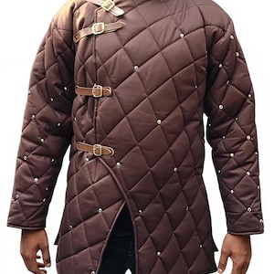 Padded Medieval Gambeson Jacket for HEMA, LARP, SCA | Quilted Fencing Armor Coat with Front Lace Closure | Protective Cotton Armor.