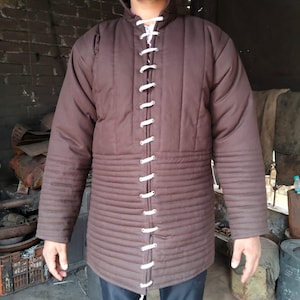 Padded Medieval Gambeson Jacket for HEMA, LARP, SCA | Quilted Fencing Armor Coat with Front Lace Closure | Protective Cotton Armor.