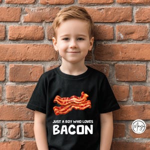 Just a Boy Who Loves Bacon PNG | Funny Bacon Lover Sublimation Design | Meat Humor Clipart for T-Shirts, Mugs, Cricut Projects