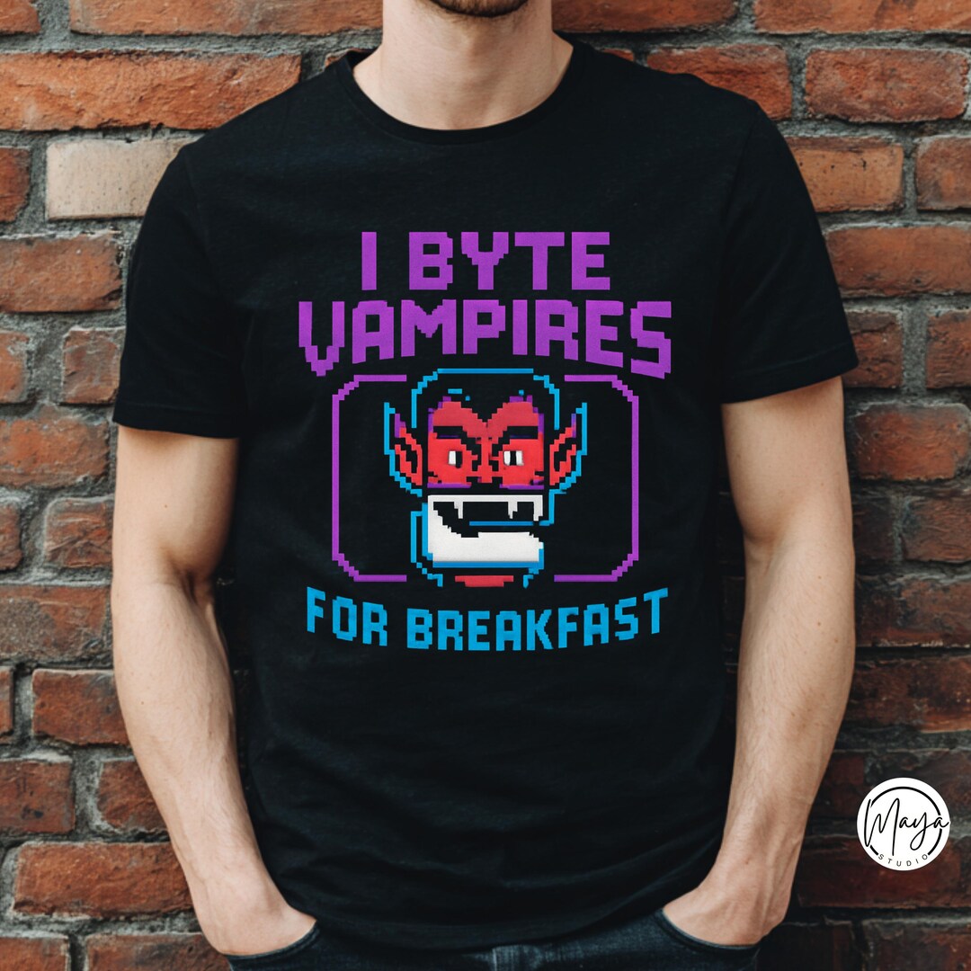 Funny Pixel Vampire Coding PNG – I Byte Vampires for Breakfast ...