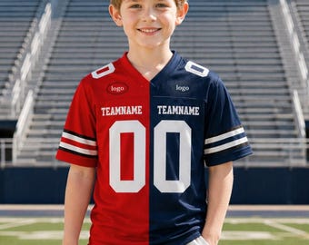 Maglia da calcio personalizzata metà e metà, maglia da calcio divisa personalizzata per bambini con nome e numero, maglia divisa tra due squadre per il giorno della partita