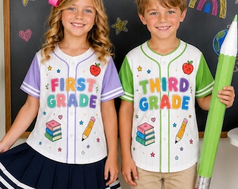 Custom Back To School Baseball Jersey, Custom Grade & Name, Number Jersey , First Day of School Tee, School Game Day Tee,Custom Student Gift