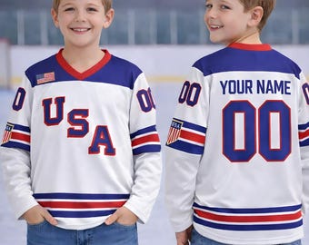 Personalisiertes USA Hockey Jersey mit Name & Nummer, Us Hockey Shield 2026 Replica Jersey