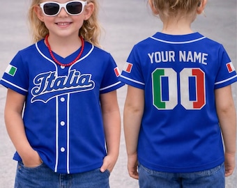 Gepersonaliseerde Italia-honkbaljersey voor kinderen, wit Italia-honkbaltrui aangepast naamnummer, aangepast honkbalshirt 2026