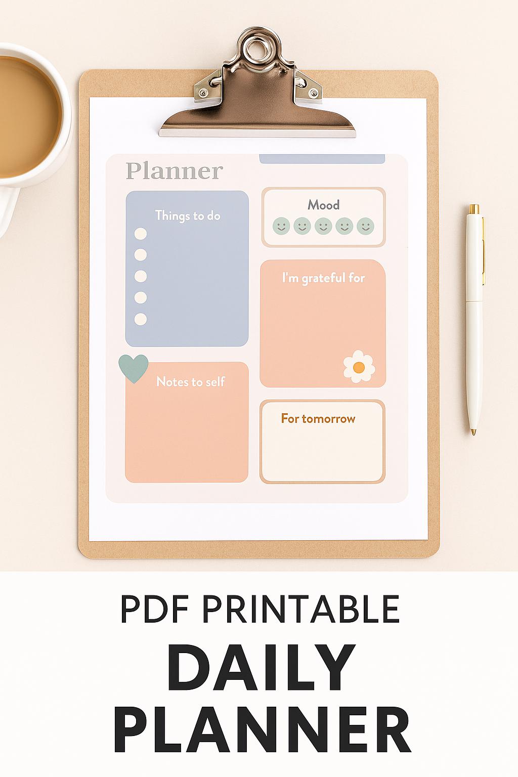 Printable Daily Planner PDF • Printable Agenda to Organize Your Day ...