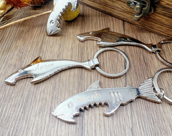 Custom Shark Keychain Bottle Opener,Groomsman Gift,wedding party gift,best man gift,Party Souvenirs,Unique Birthday Gift,Beer opener